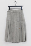 SAMUEL GUI YANG 25 Autumn/Winter Drawstring Jacket/Belt Scottish Tweed Wool Skirt SGY-AW25BSK06-1-1-GREY MELANGE Skirt (AW25BMWJT08)